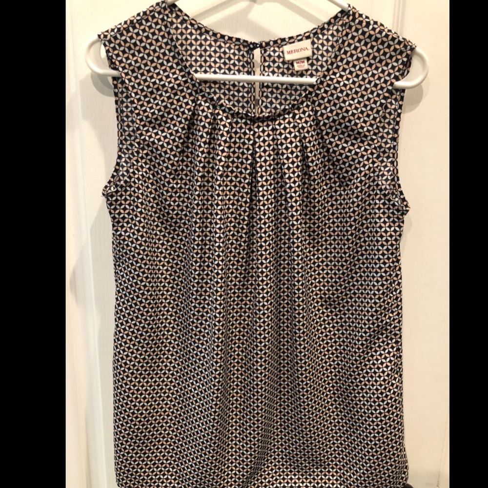 Navy Geometric Print Blouse